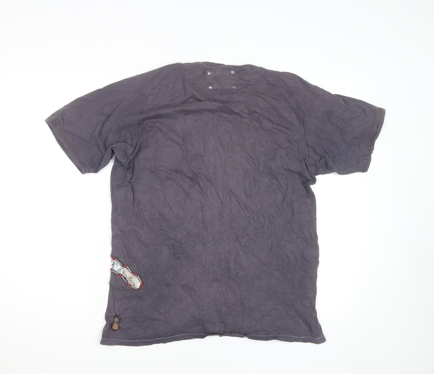 Elvis Jesus Men's Grey XL Graphic Bird Embroidered Cotton T-Shirt