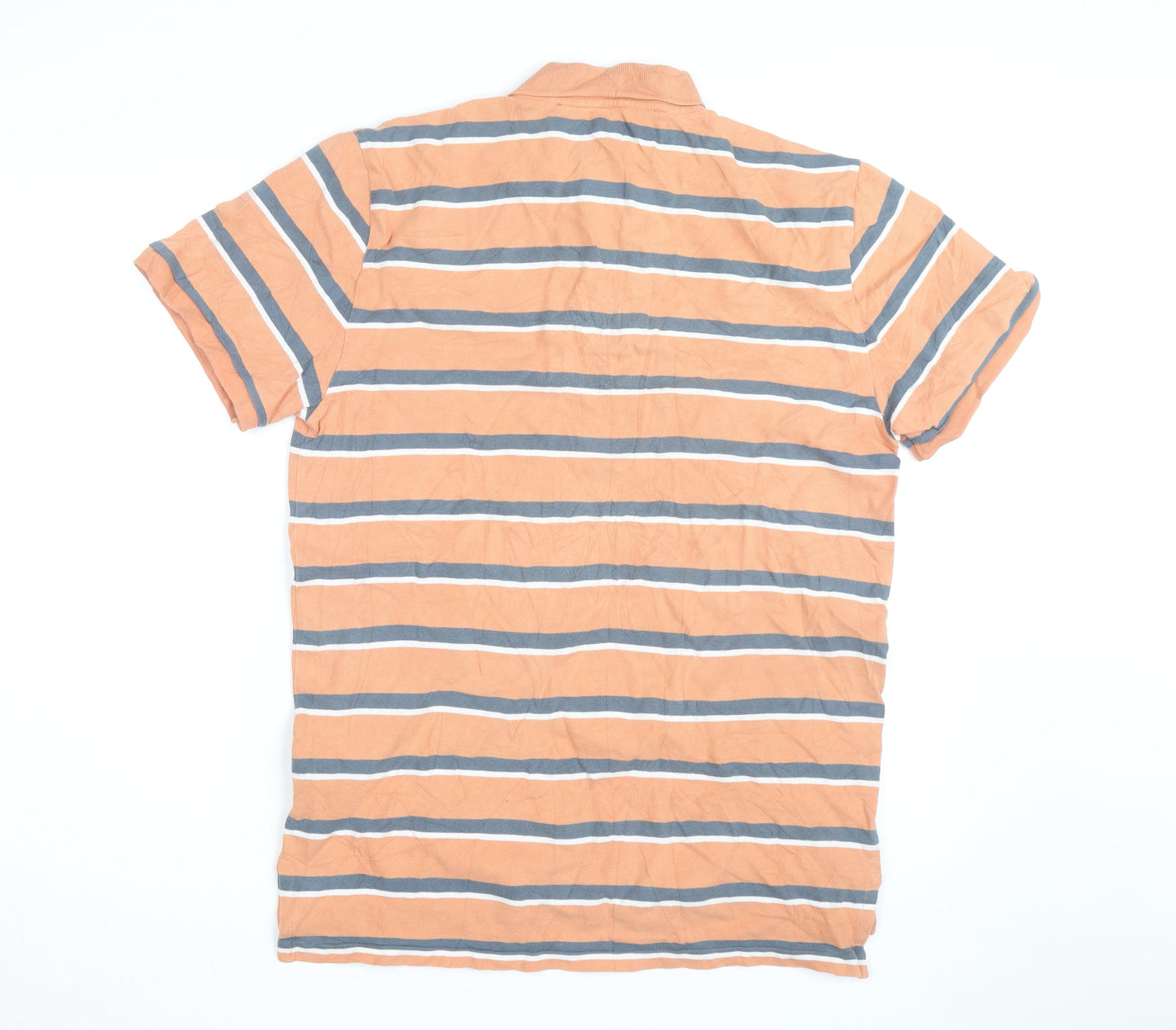 Ralph Lauren Men's Orange Striped Cotton Polo Shirt L