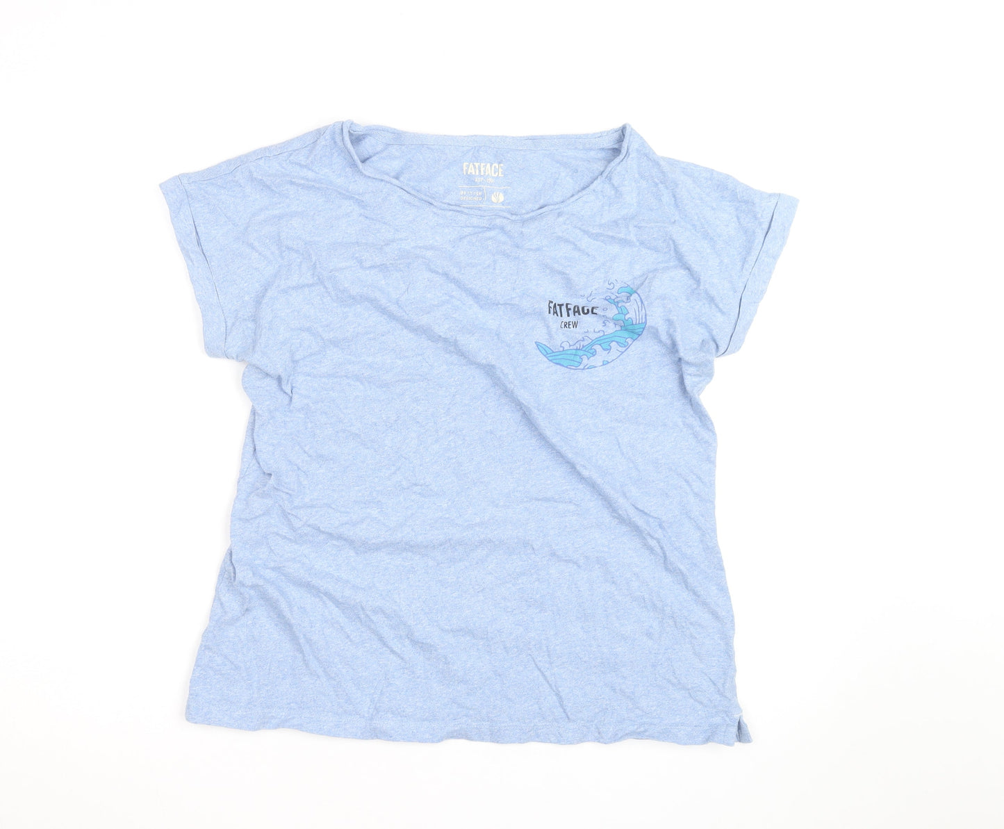 FatFace Womens Blue Short Sleeve Crew Neck Cotton T-Shirt UK 14
