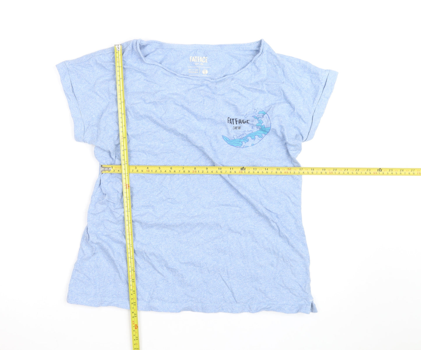 FatFace Womens Blue Short Sleeve Crew Neck Cotton T-Shirt UK 14