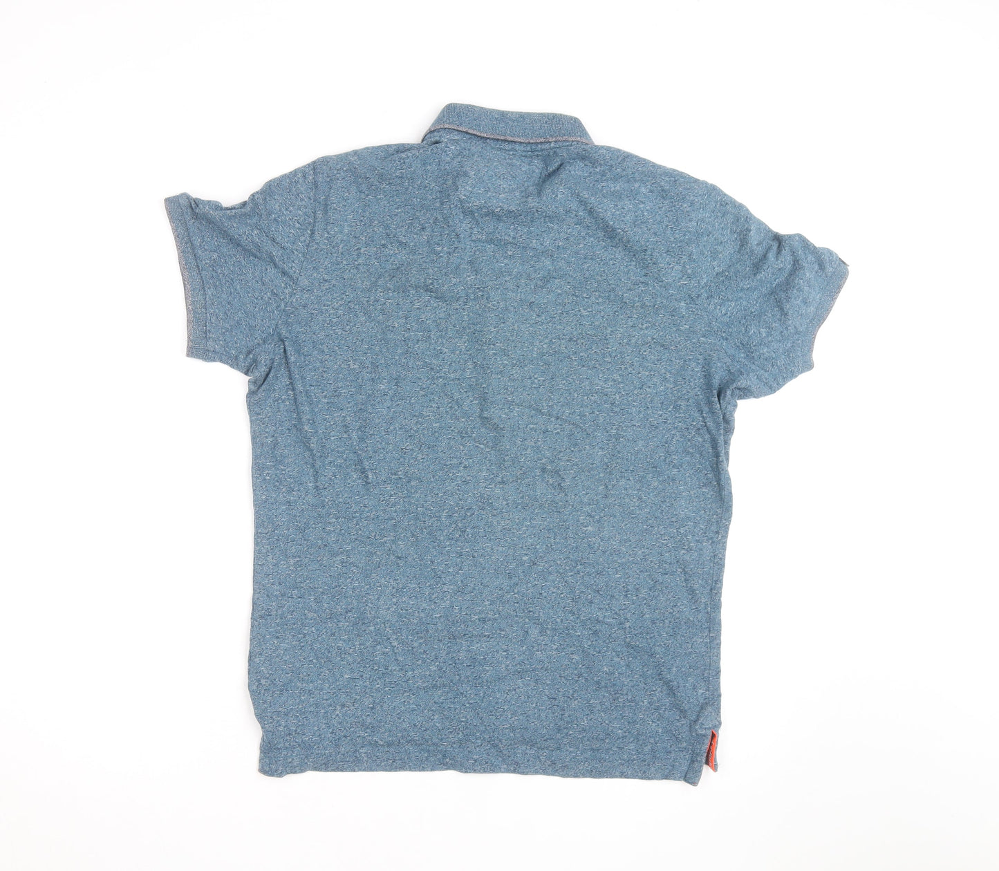 Superdry Men Blue Cotton Slim Fit Polo Shirt Size L