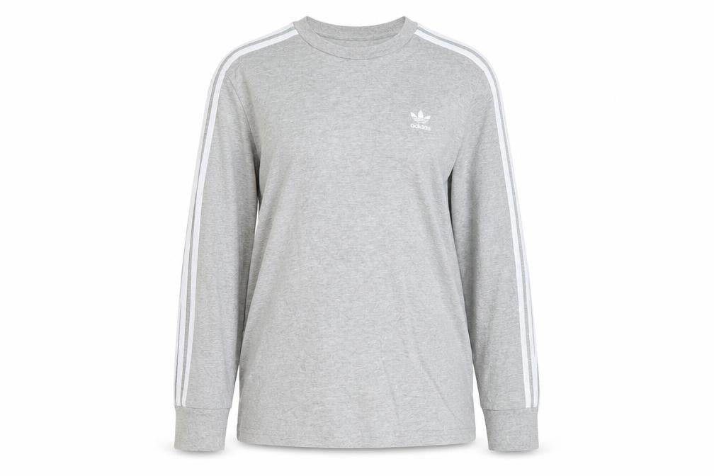 Adidas Womens Grey Long Sleeve Crew Neck T-Shirt Size 8