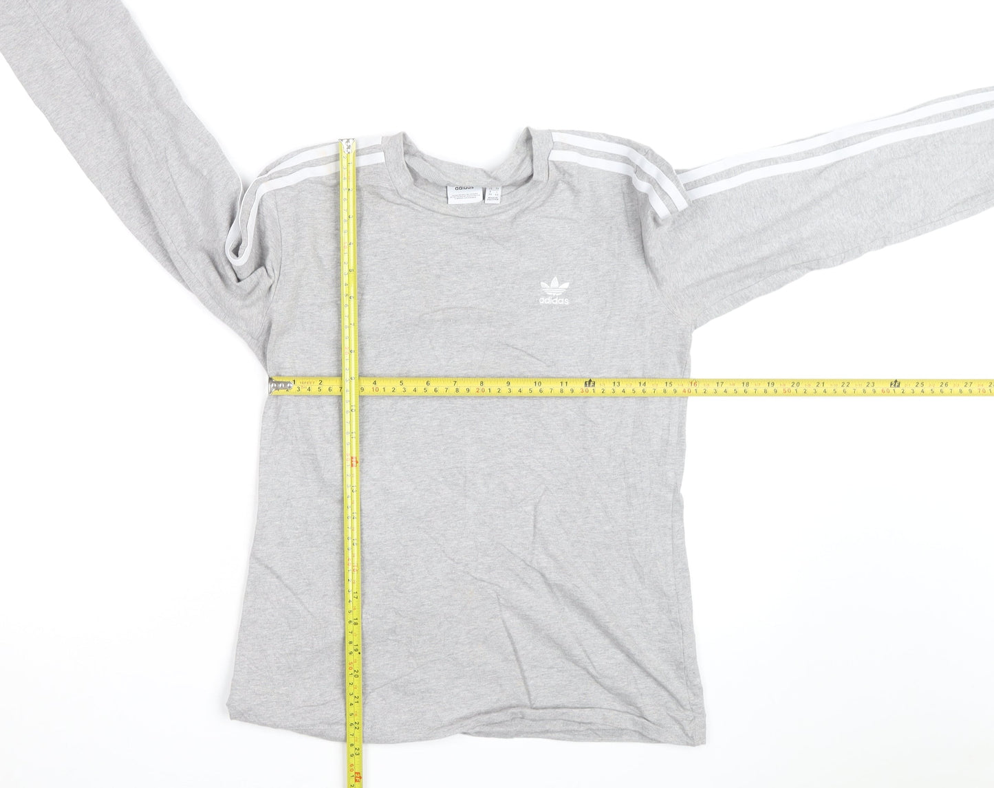 Adidas Womens Grey Long Sleeve Crew Neck T-Shirt Size 8