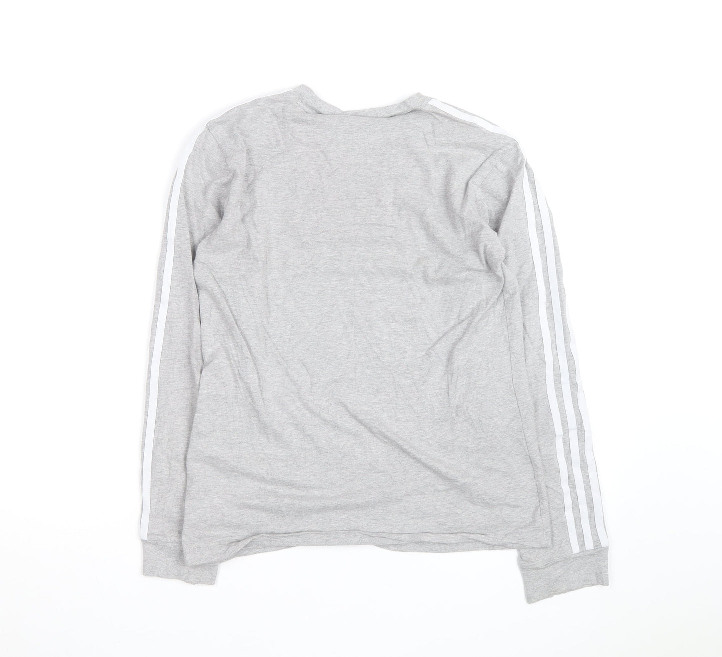 Adidas Womens Grey Long Sleeve Crew Neck T-Shirt Size 8