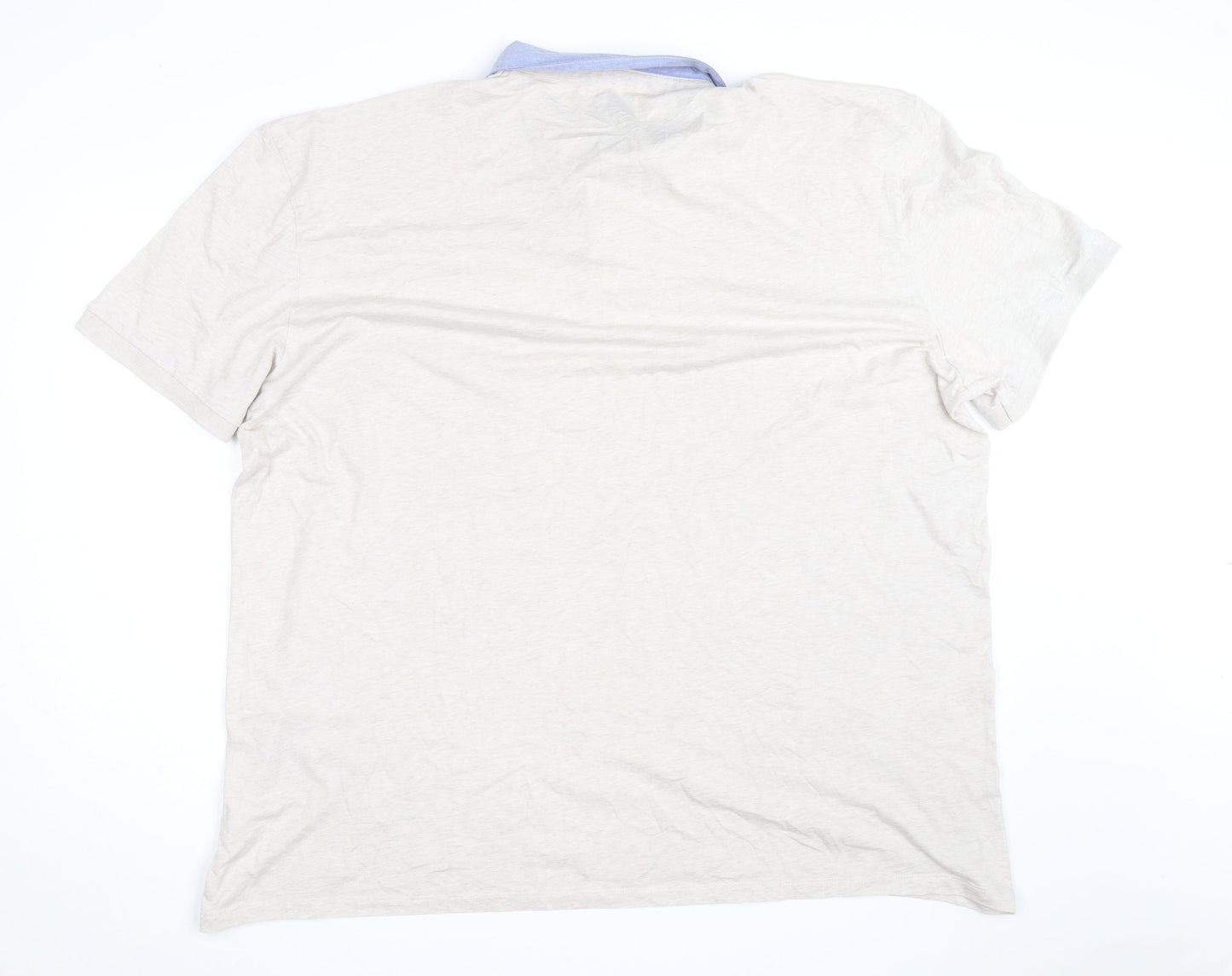 Label J Men’s Beige Short Sleeve Button-Up Shirt Size L Cotton Blend