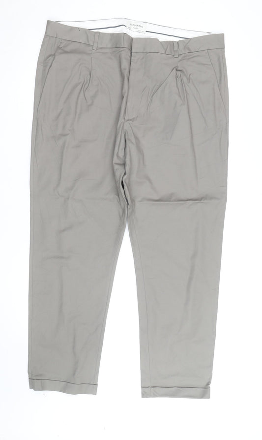 Marks and Spencer Autograph Men's Beige 40 Regular Tapered Cotton Trousers