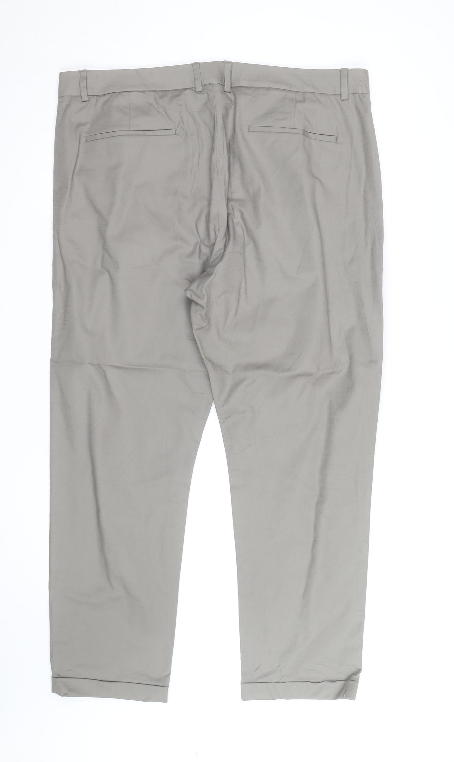 Marks and Spencer Autograph Men's Beige 40 Regular Tapered Cotton Trousers
