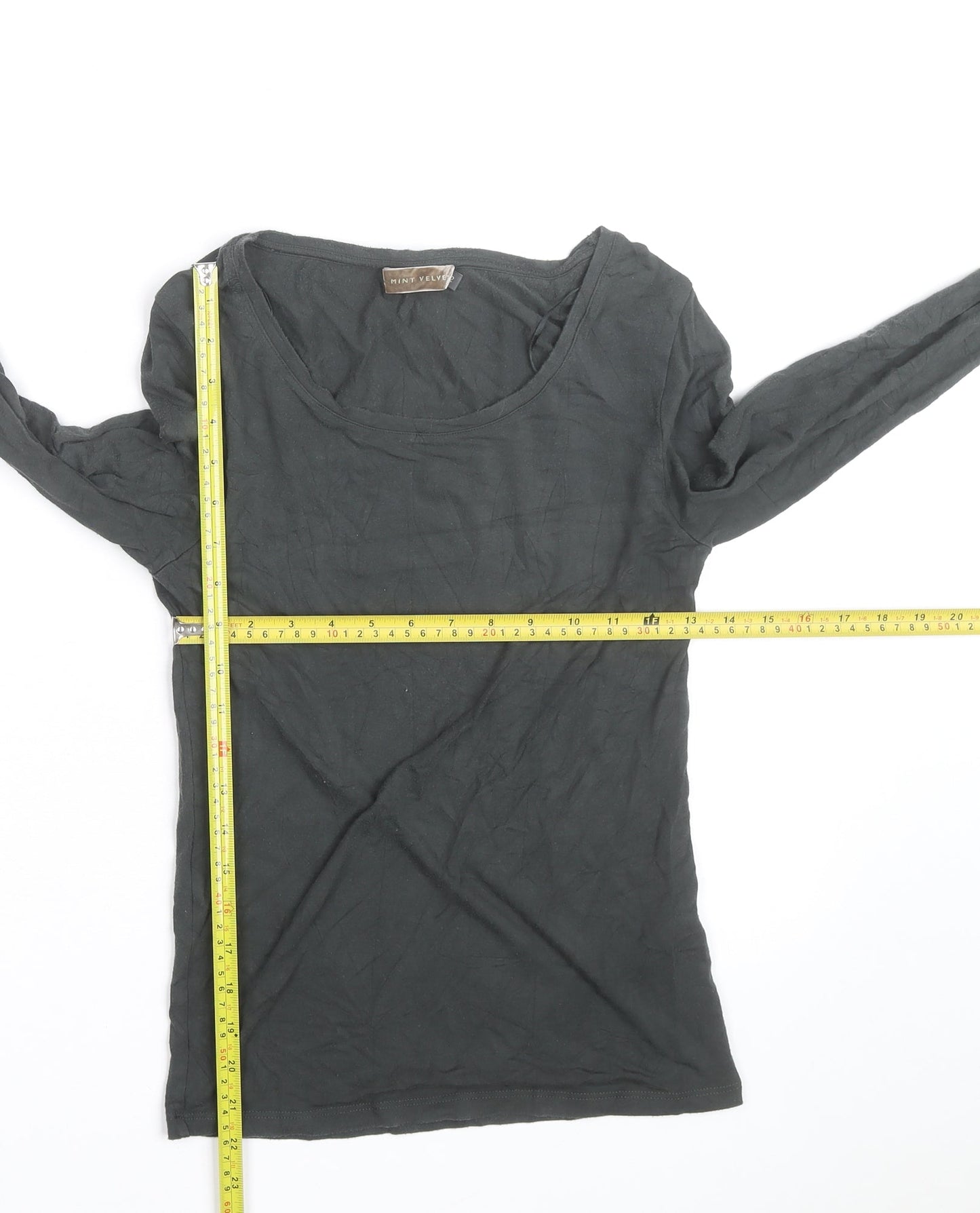 Mint Velvet Women's Black Long Sleeve Cotton Jersey Top Size 12