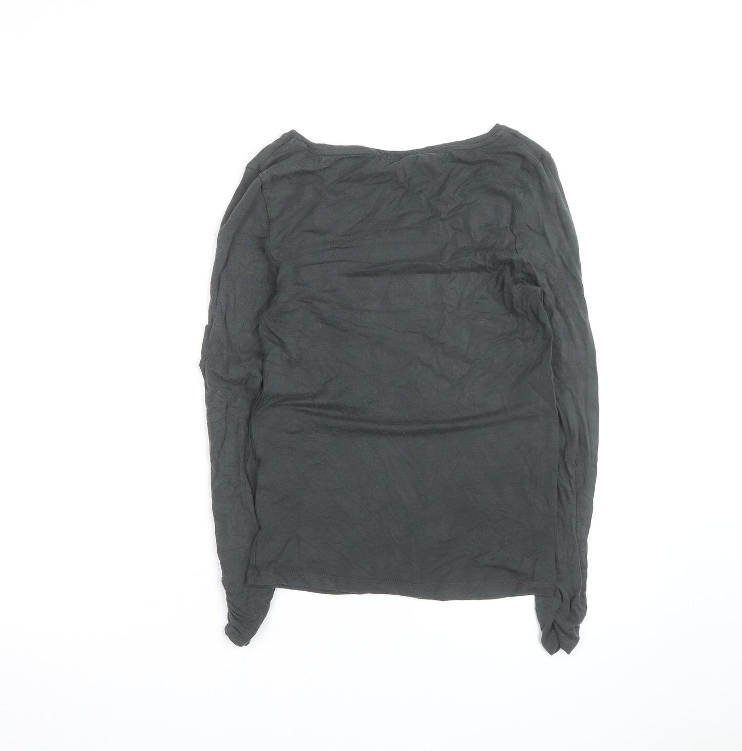 Mint Velvet Women's Black Long Sleeve Cotton Jersey Top Size 12