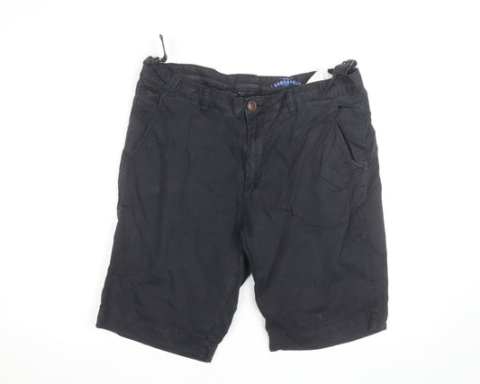 Barbour Men’s Black Chino Shorts Size 32 Regular Belted Casual