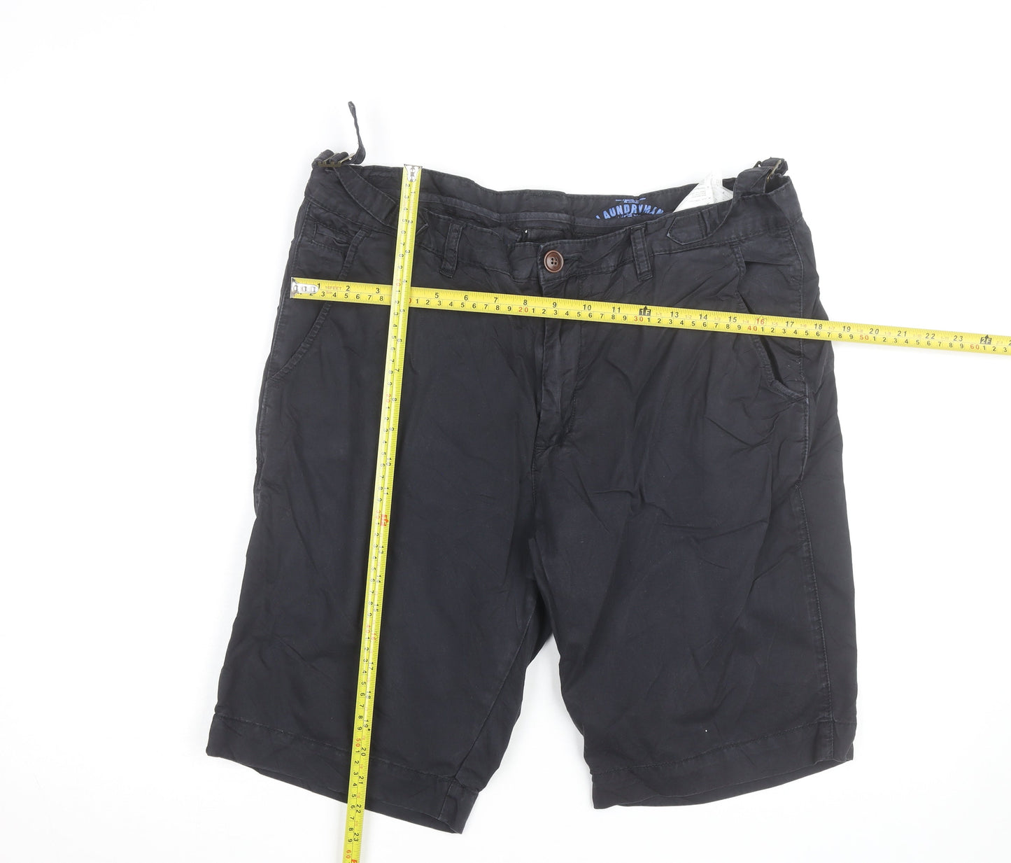 Barbour Men’s Black Chino Shorts Size 32 Regular Belted Casual