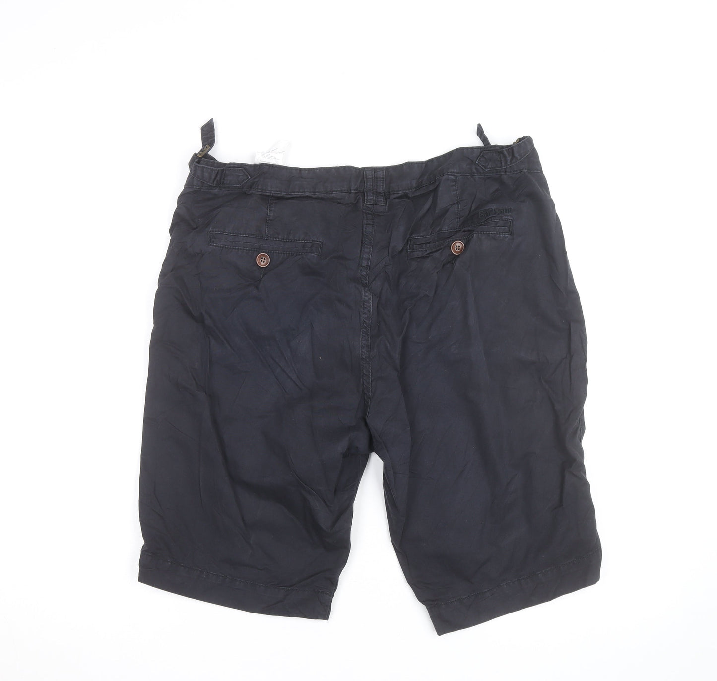Barbour Men’s Black Chino Shorts Size 32 Regular Belted Casual
