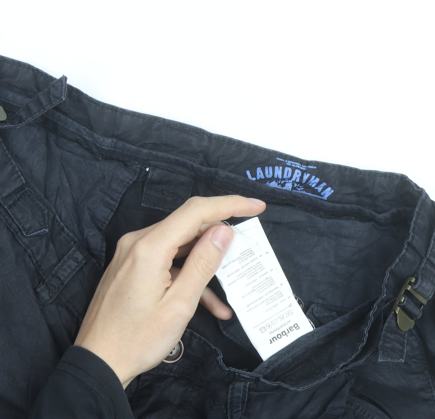 Barbour Men’s Black Chino Shorts Size 32 Regular Belted Casual