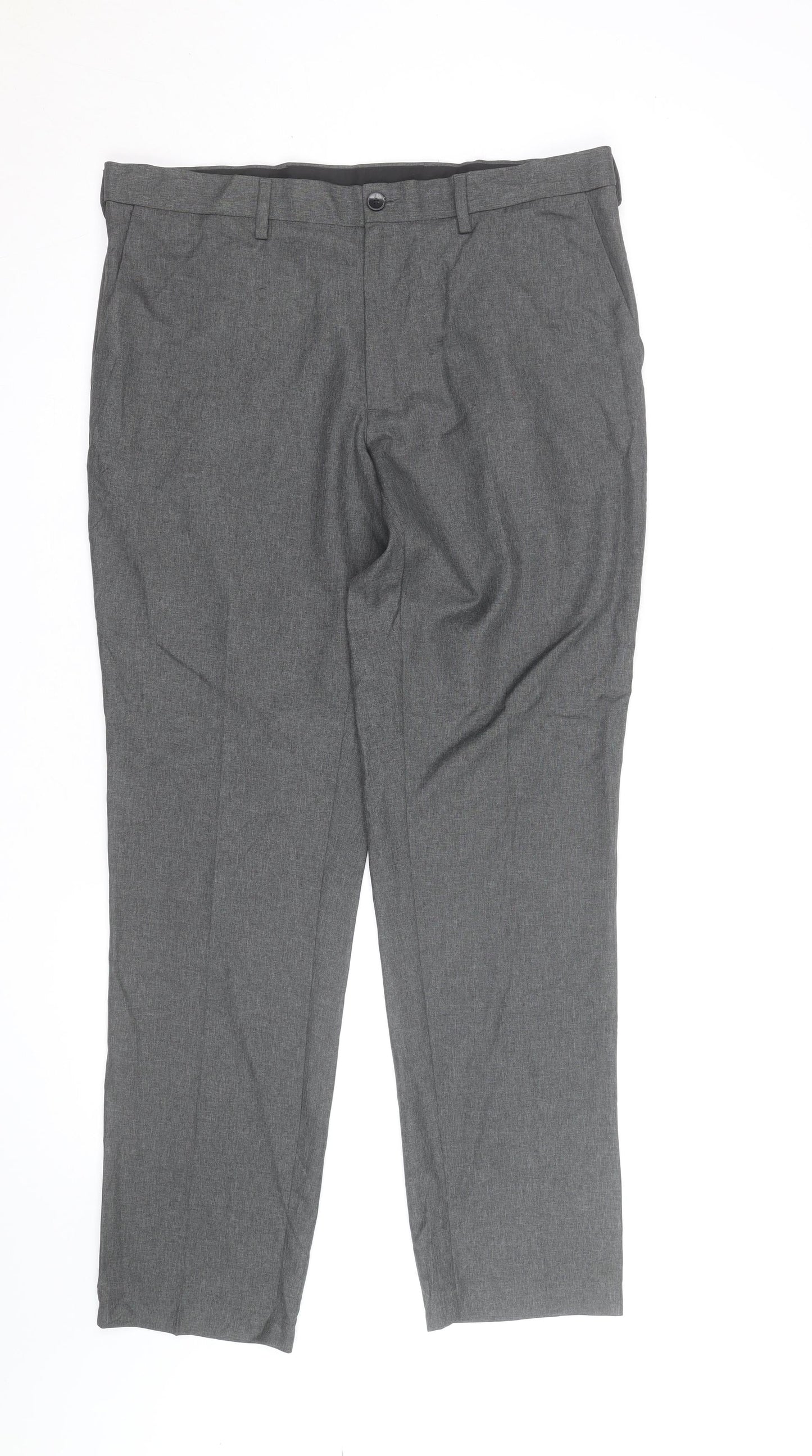 Marks and Spencer Men's Grey Slim Fit Dress Trousers 34R