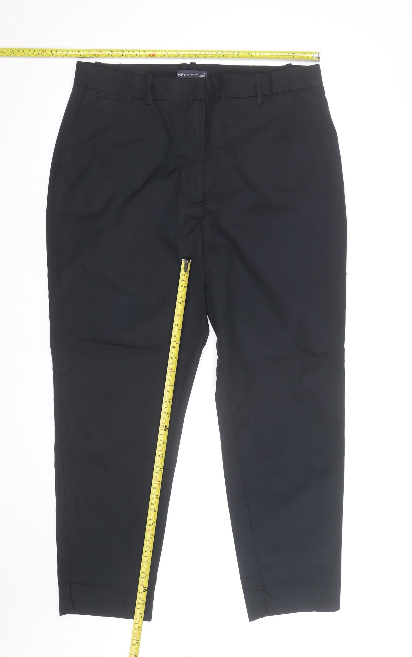 Marks and Spencer Women Black Chino Trousers Size 14 Regular