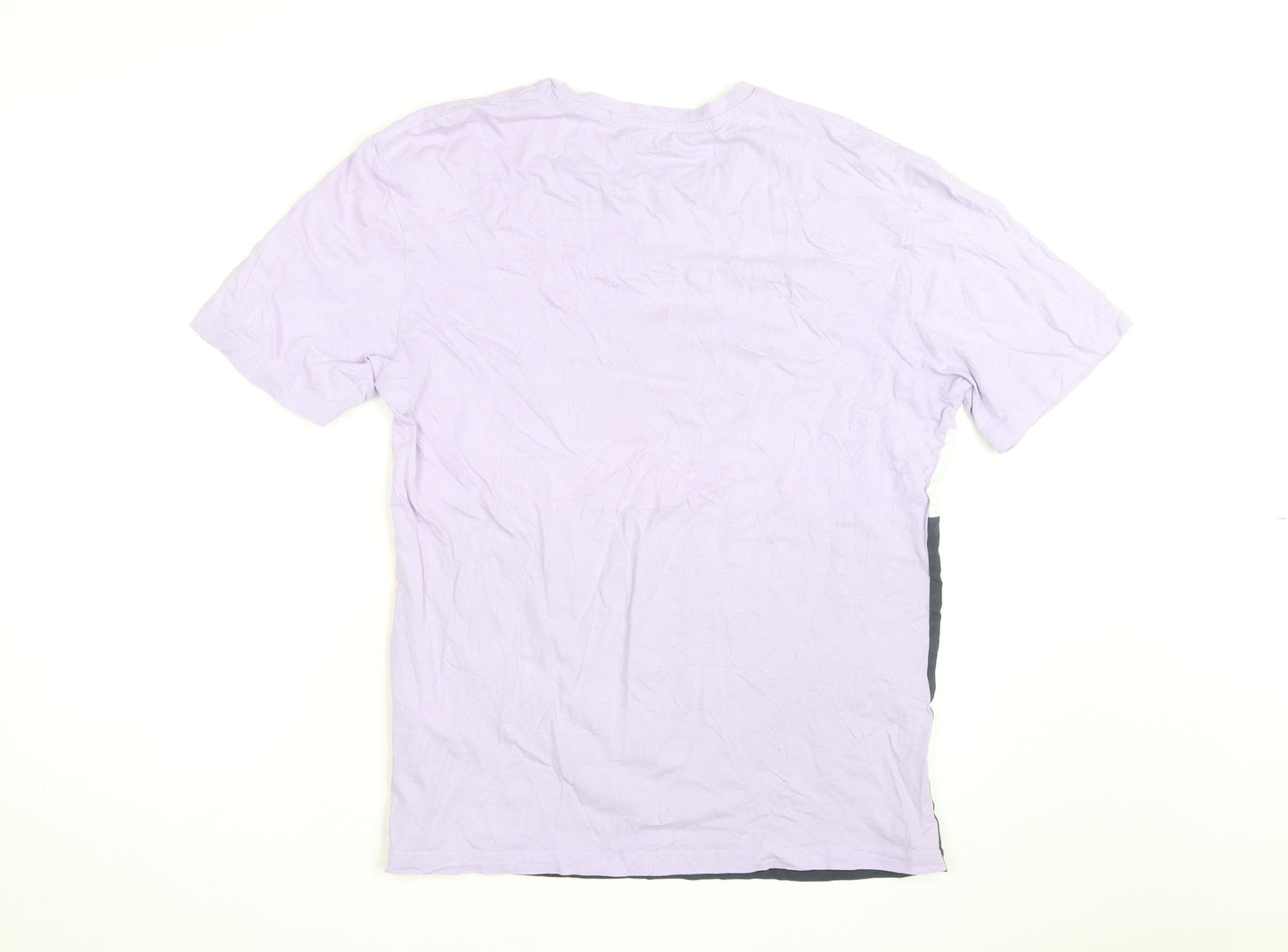 Jack & Jones Men's Lilac Colourblock Crew Neck Cotton T-Shirt M