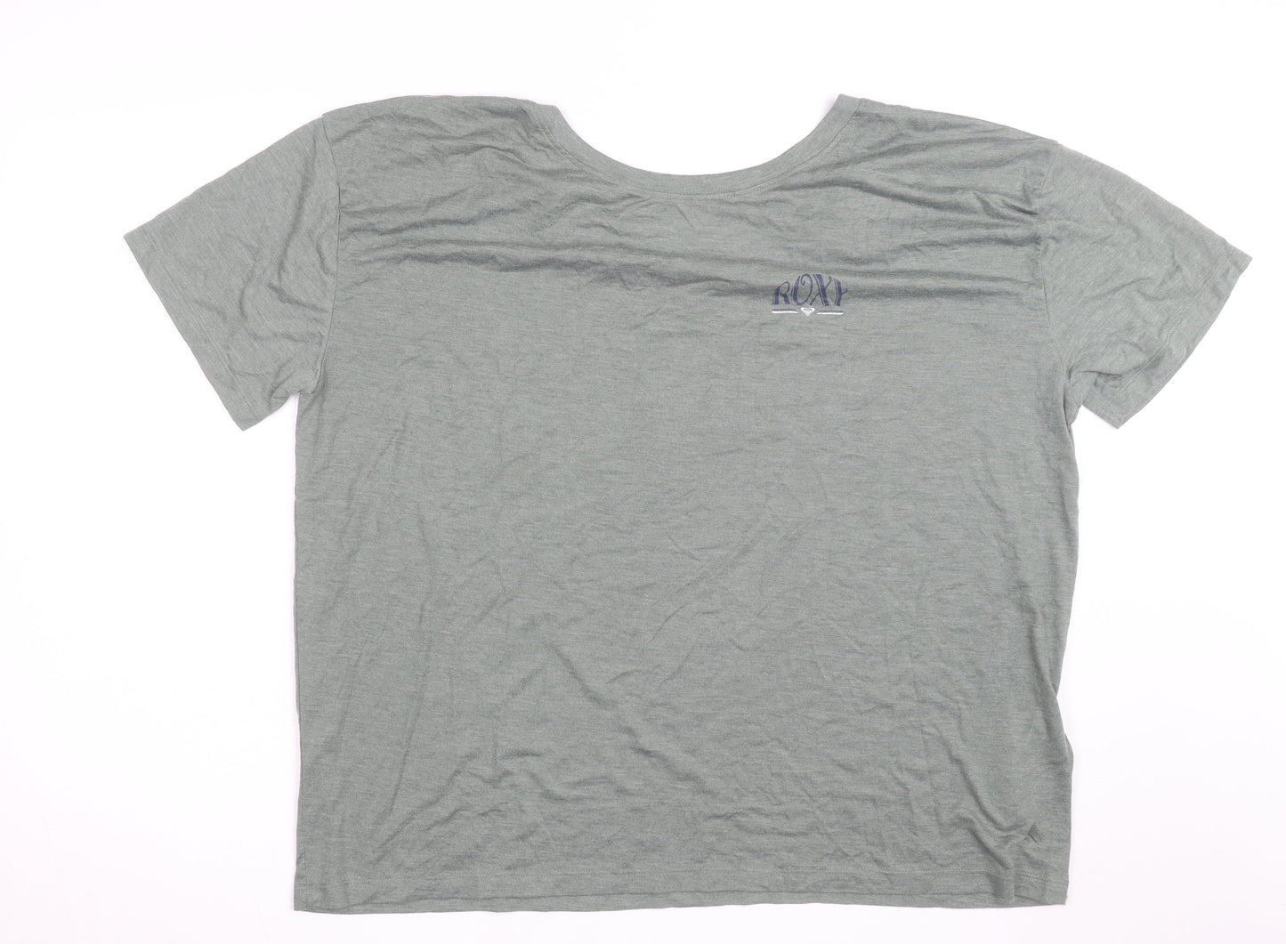 Roxy Womens Green V-Neck Short Sleeve Basic T-Shirt M