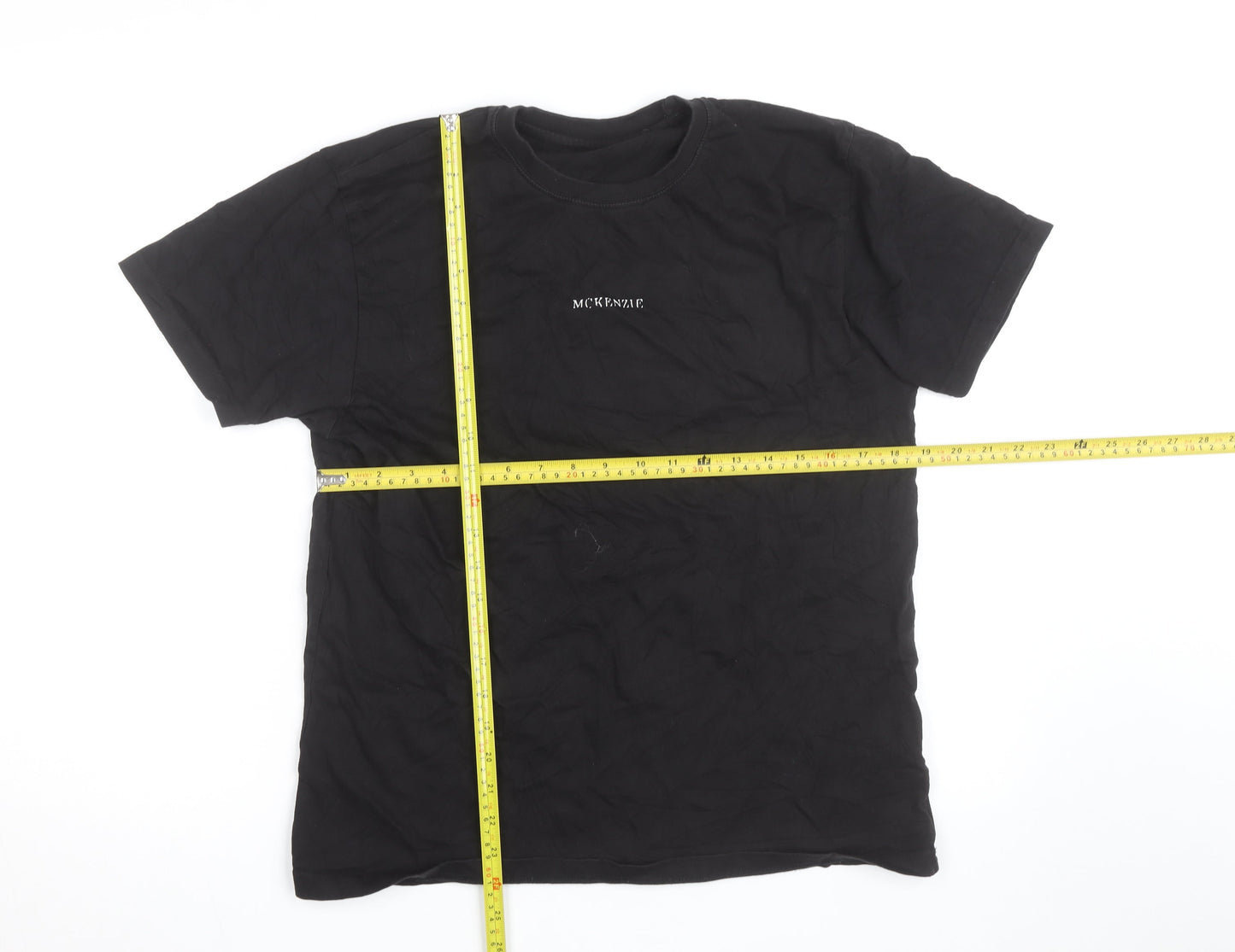 McKenzie Men's Black Cotton Crew Neck Short Sleeve T-Shirt Size S
