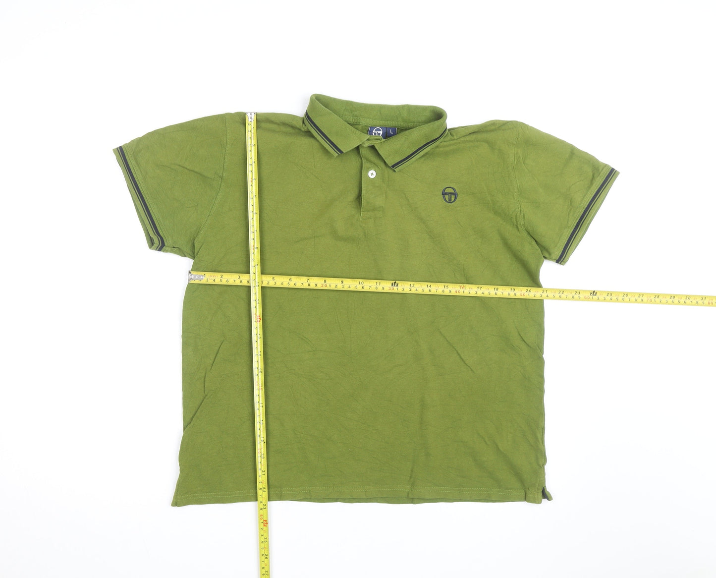Sergio Tacchini Men's Green Cotton Polo Shirt Size L Classic Fit