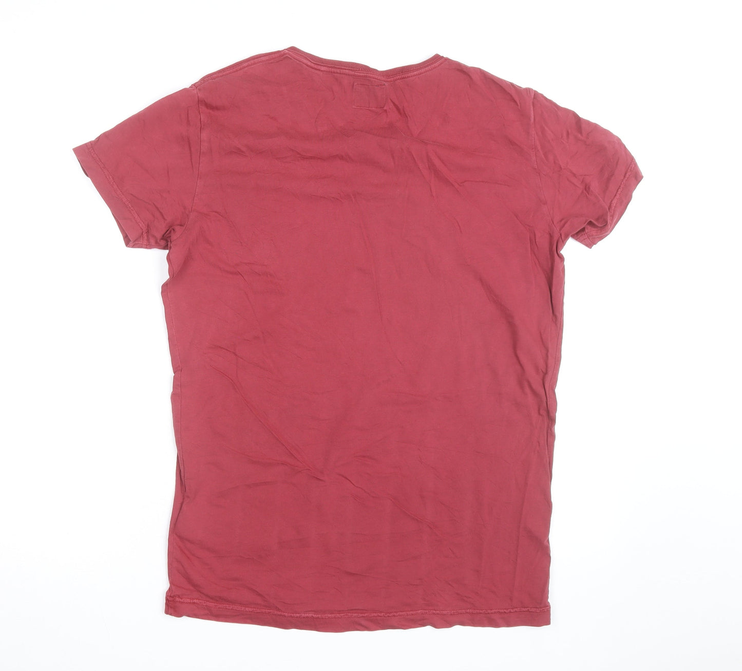 Diesel Women Red V-Neck Cotton Basic T-Shirt Size L