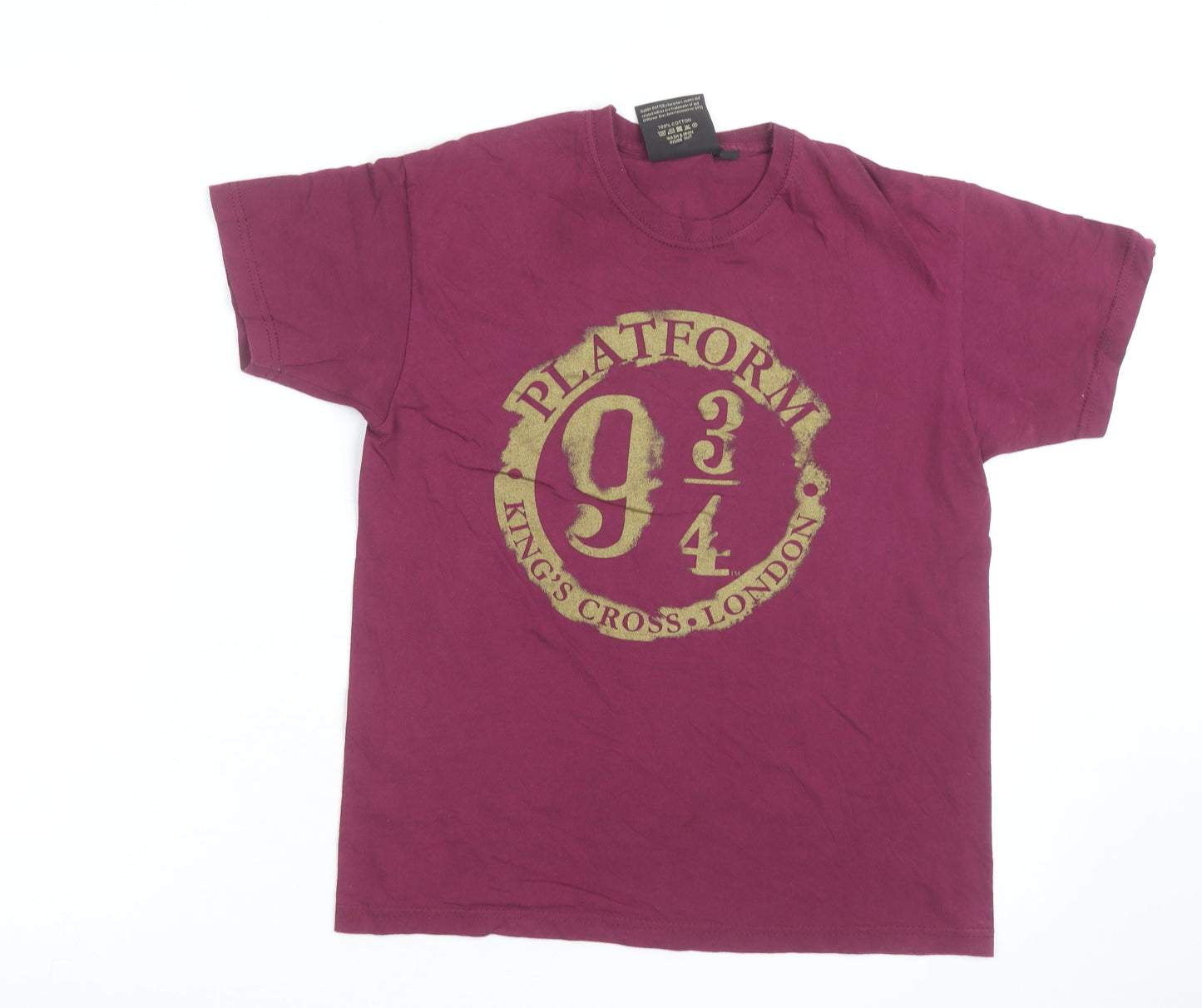 Harry Potter Boys Burgundy Platform 9¾ T-Shirt Medium Short Sleeve 100% Cotton