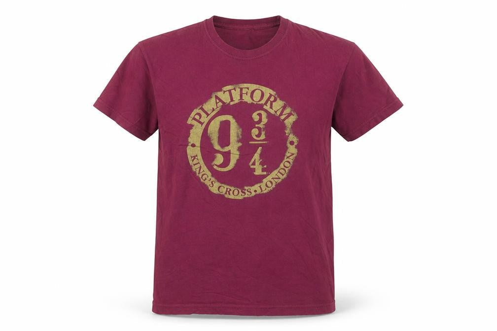 Harry Potter Boys Burgundy Platform 9¾ T-Shirt Medium Short Sleeve 100% Cotton