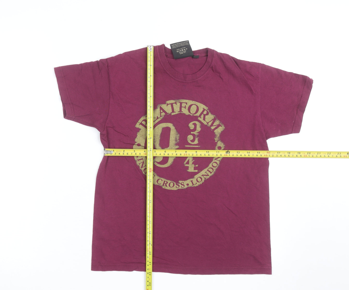Harry Potter Boys Burgundy Platform 9¾ T-Shirt Medium Short Sleeve 100% Cotton
