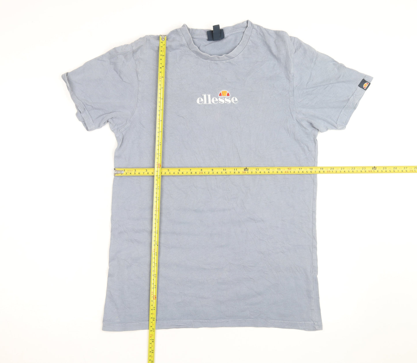 Ellesse Men’s Grey Cotton Crew Neck Logo Short Sleeve T-Shirt Size S