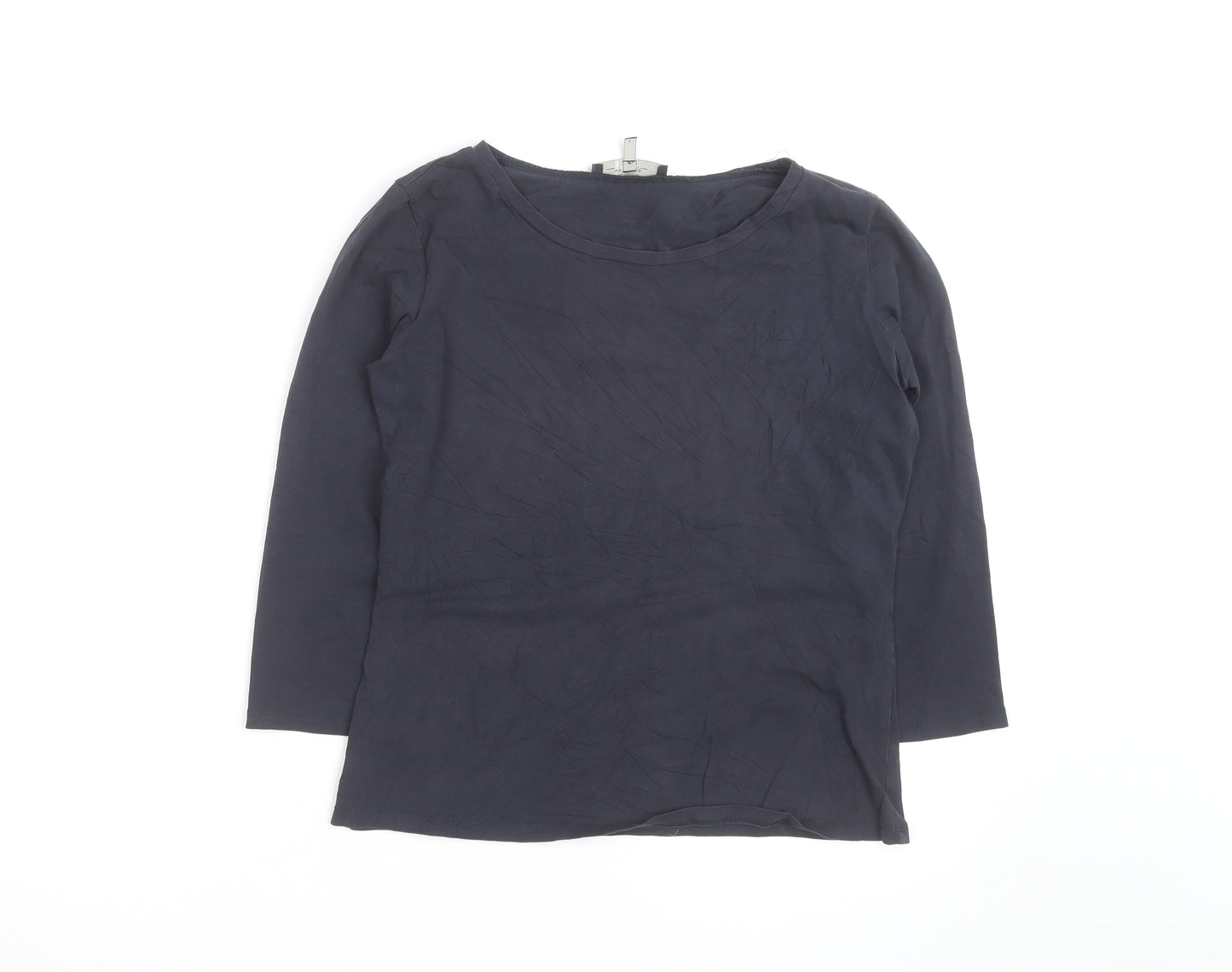Max Mara Weekend Women's Blue L Basic 3/4 Sleeve Cotton T-Shirt