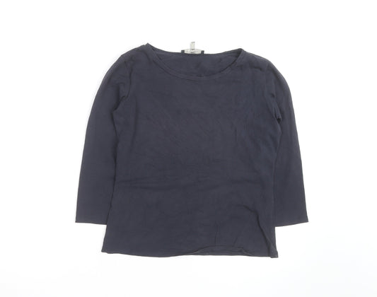 Max Mara Weekend Women's Blue L Basic 3/4 Sleeve Cotton T-Shirt