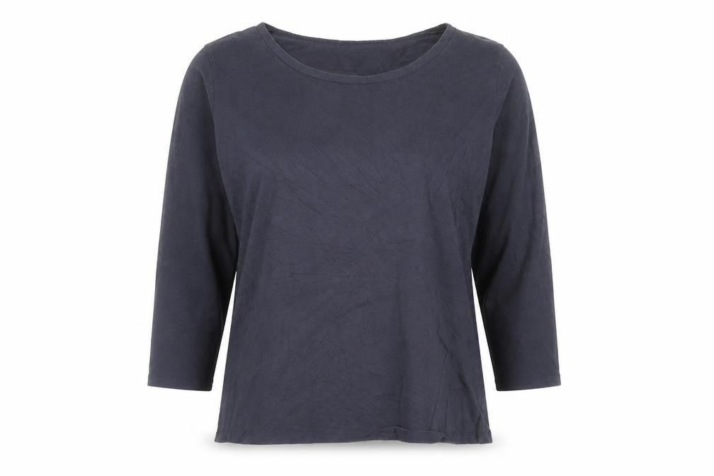 Max Mara Weekend Women's Blue L Basic 3/4 Sleeve Cotton T-Shirt