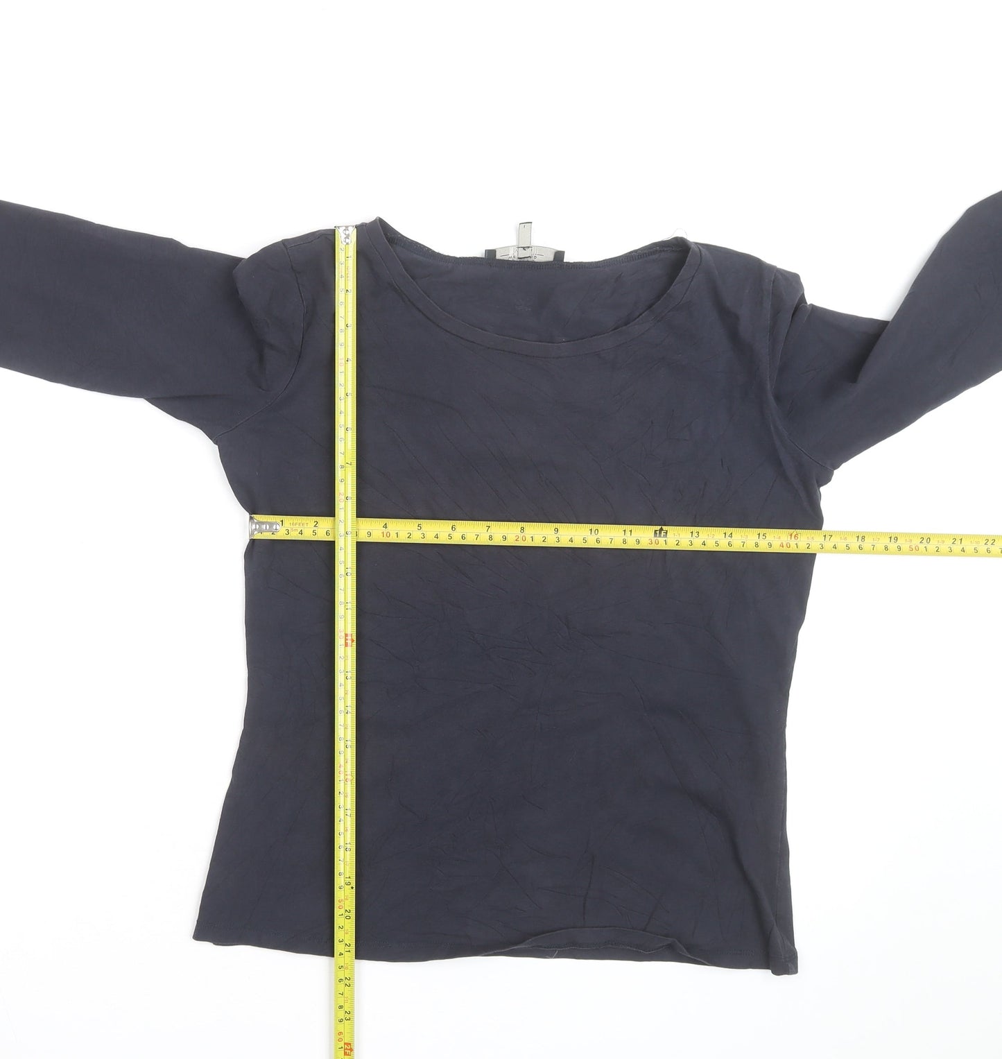 Max Mara Weekend Women's Blue L Basic 3/4 Sleeve Cotton T-Shirt