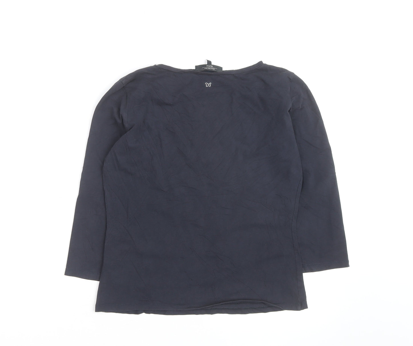 Max Mara Weekend Women's Blue L Basic 3/4 Sleeve Cotton T-Shirt