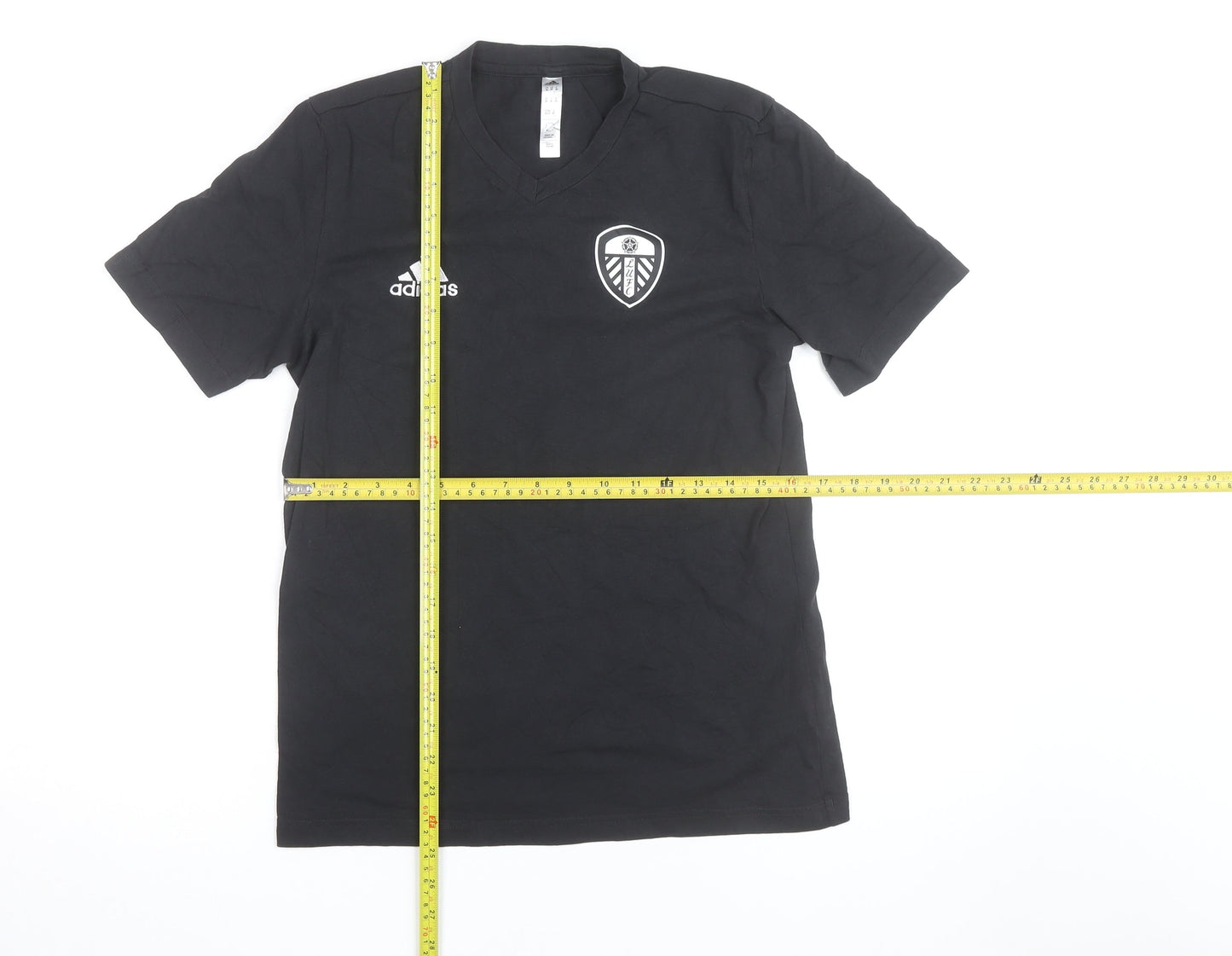 Adidas Mens Black Leeds United V-Neck Short Sleeve T-Shirt Size S