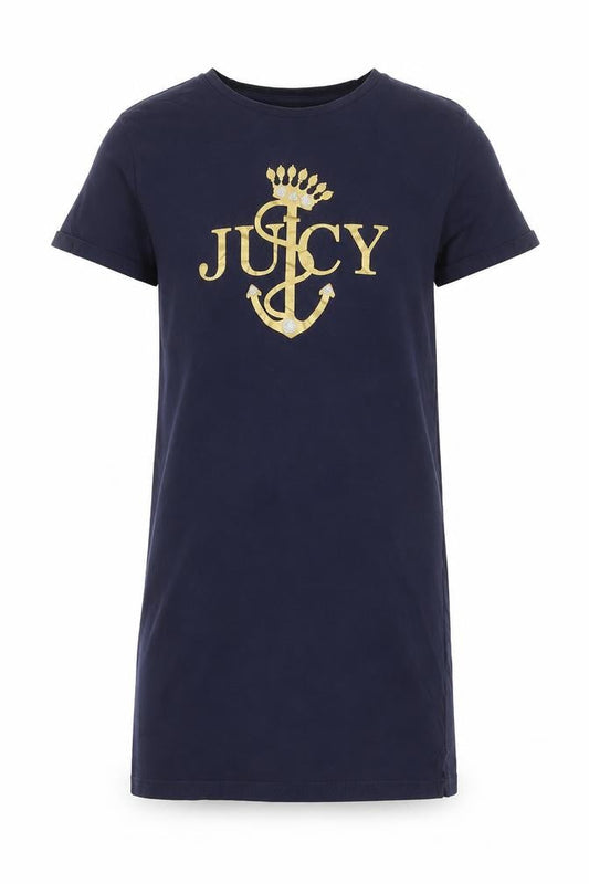Juicy Couture Girls Blue T-Shirt Dress 10-11 Years Cotton Logo Glitter