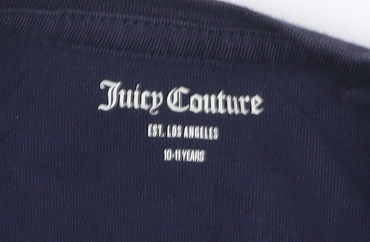 Juicy Couture Girls Blue T-Shirt Dress 10-11 Years Cotton Logo Glitter