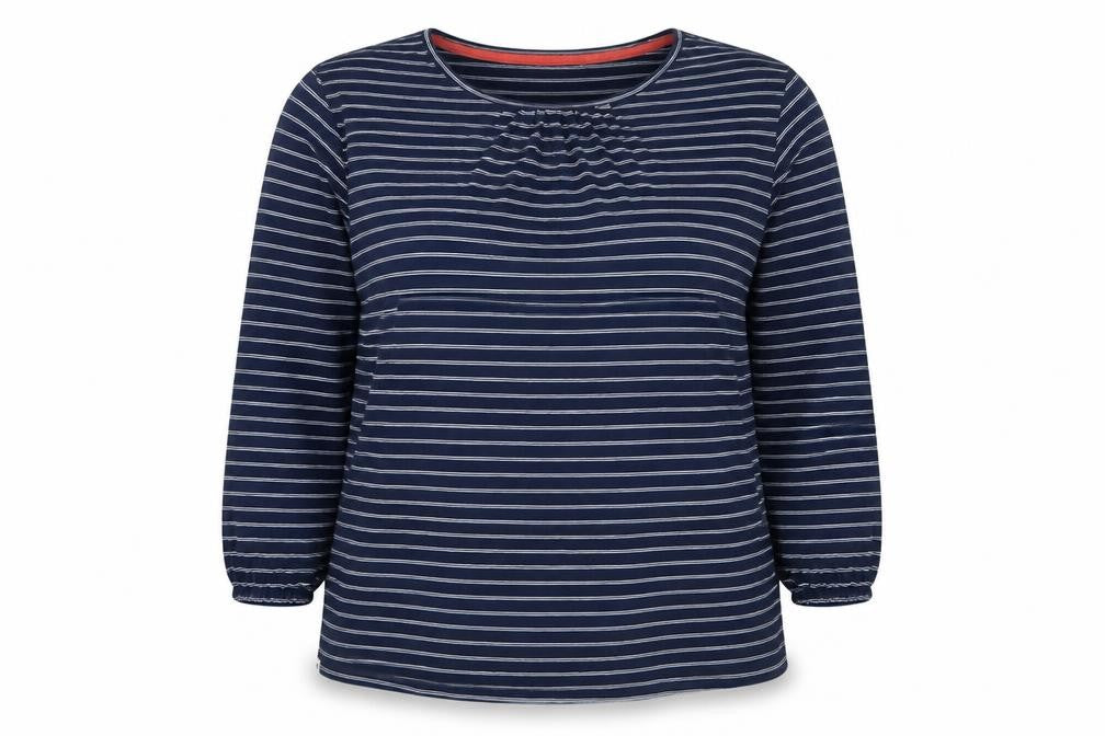 Brakeburn Womens Blue Striped Cotton Long Sleeve T-Shirt Size 16