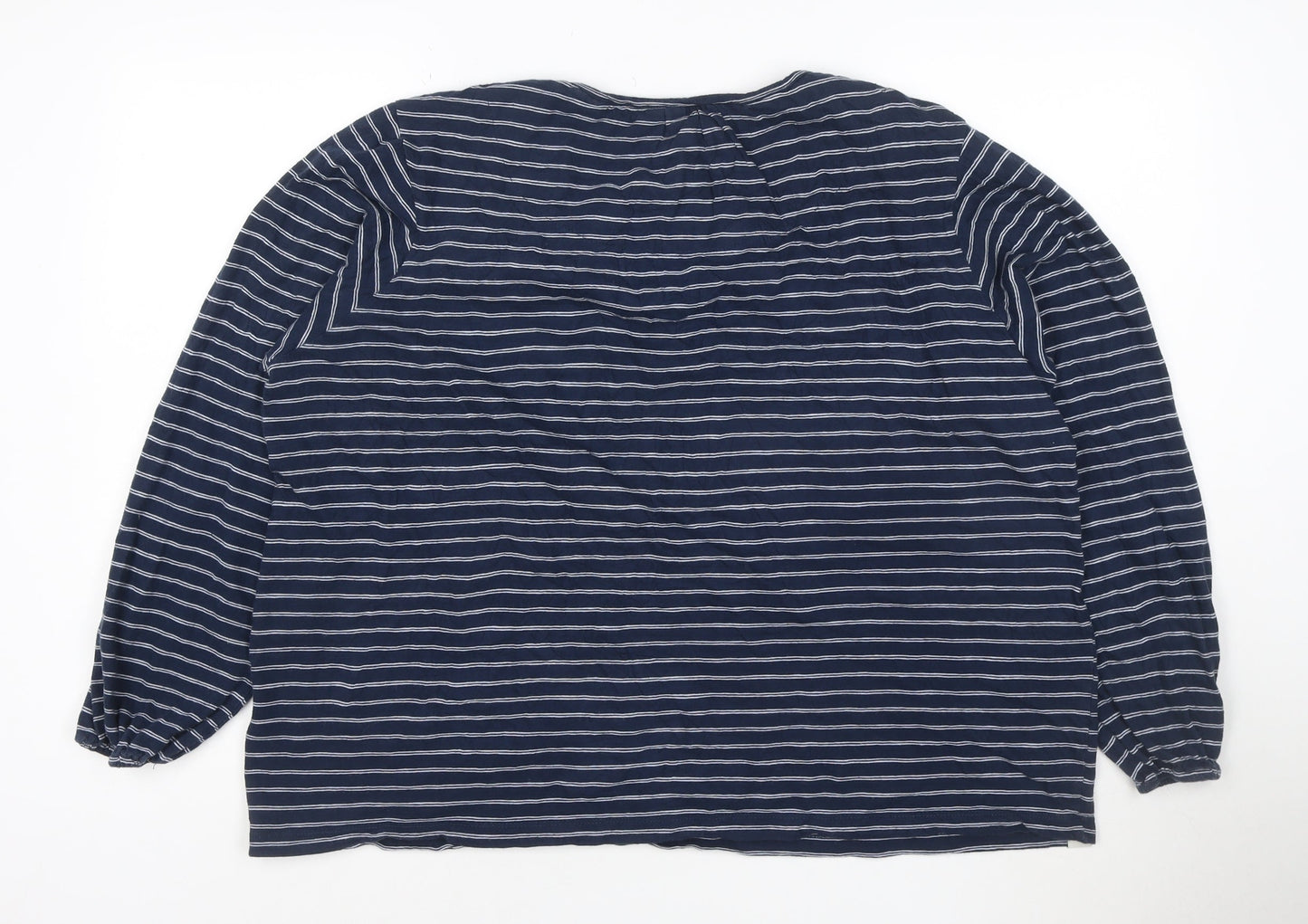 Brakeburn Womens Blue Striped Cotton Long Sleeve T-Shirt Size 16