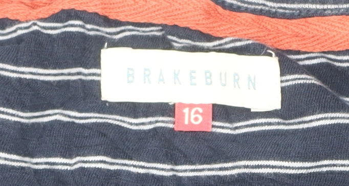 Brakeburn Womens Blue Striped Cotton Long Sleeve T-Shirt Size 16