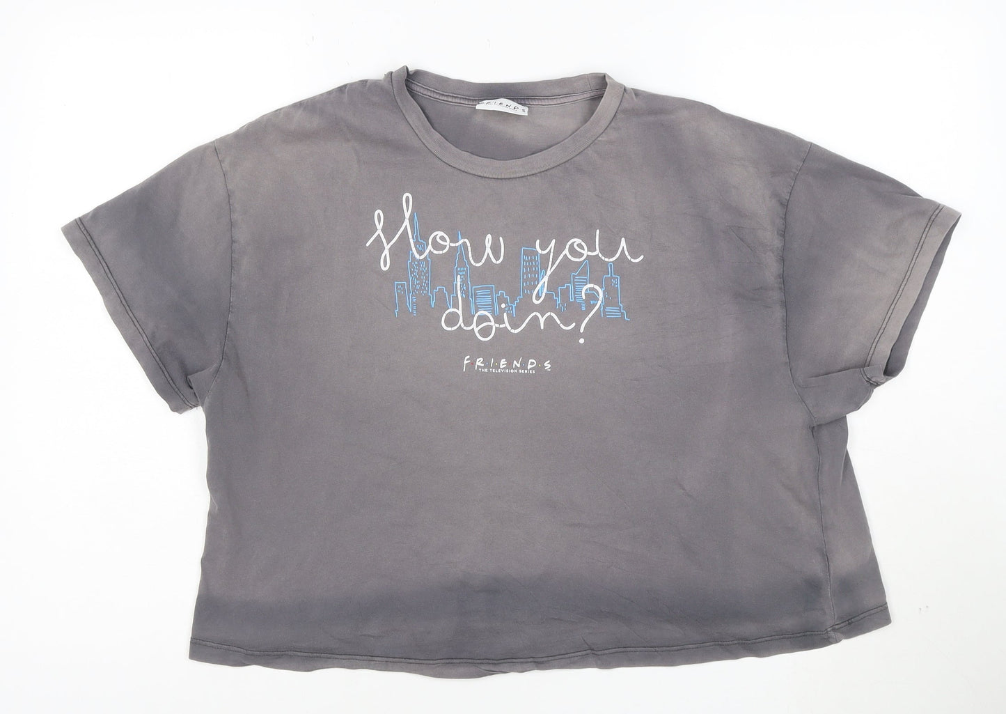 George Women’s Grey Friends Cropped T-Shirt Size 10 Short Sleeve
