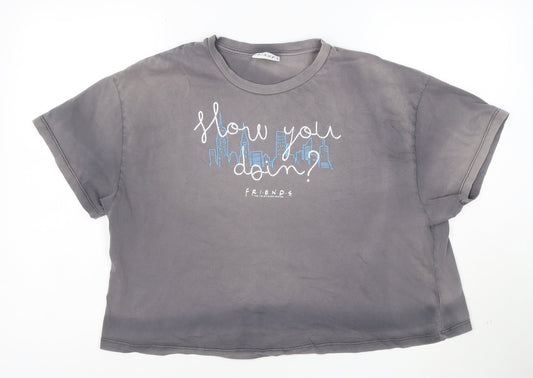 George Women’s Grey Friends Cropped T-Shirt Size 10 Short Sleeve