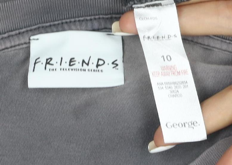 George Women’s Grey Friends Cropped T-Shirt Size 10 Short Sleeve