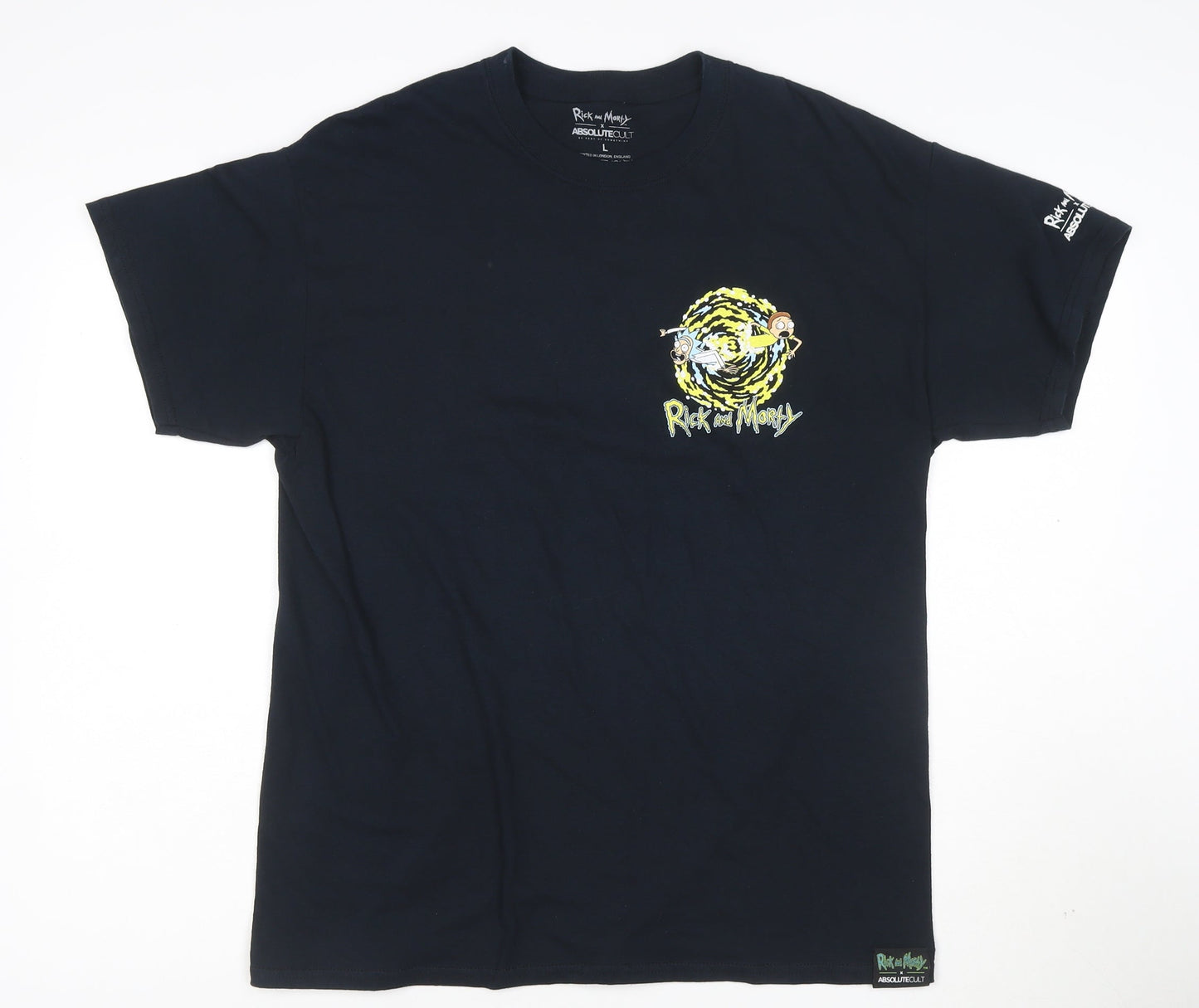 Absolute Cult Rick and Morty Black Cotton Men's L Graphic T-Shirt