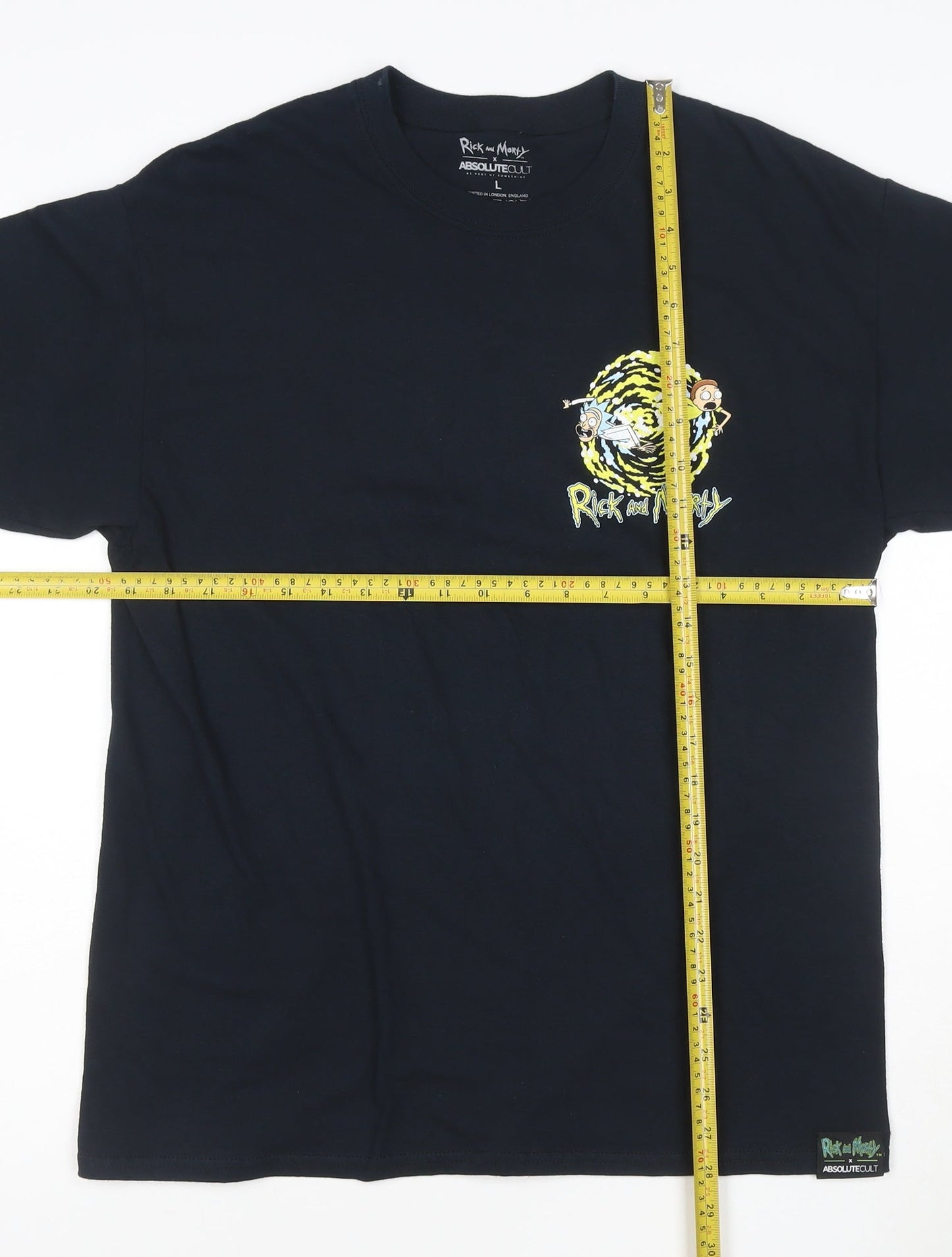 Absolute Cult Rick and Morty Black Cotton Men's L Graphic T-Shirt