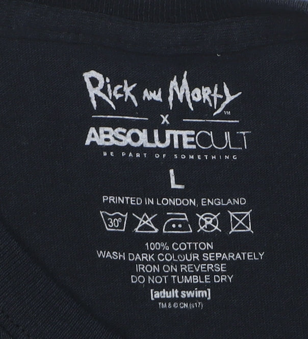 Absolute Cult Rick and Morty Black Cotton Men's L Graphic T-Shirt