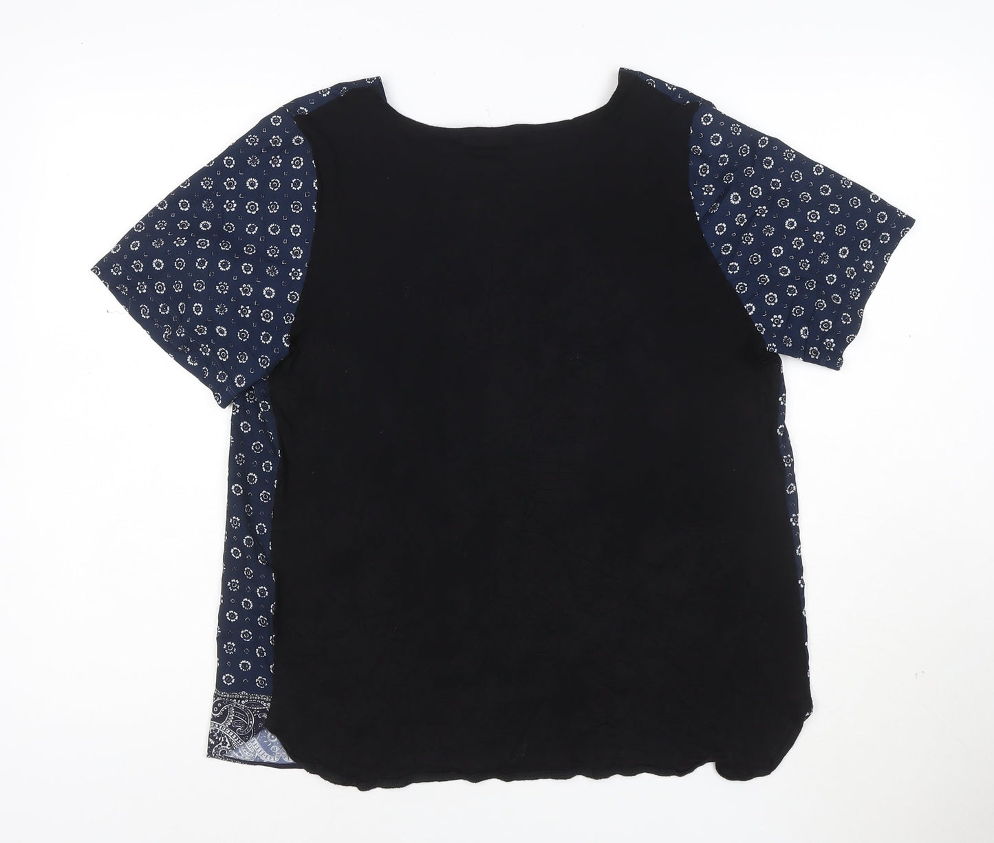 French Connection Women's Blue Floral Blouse XL Short Sleeve