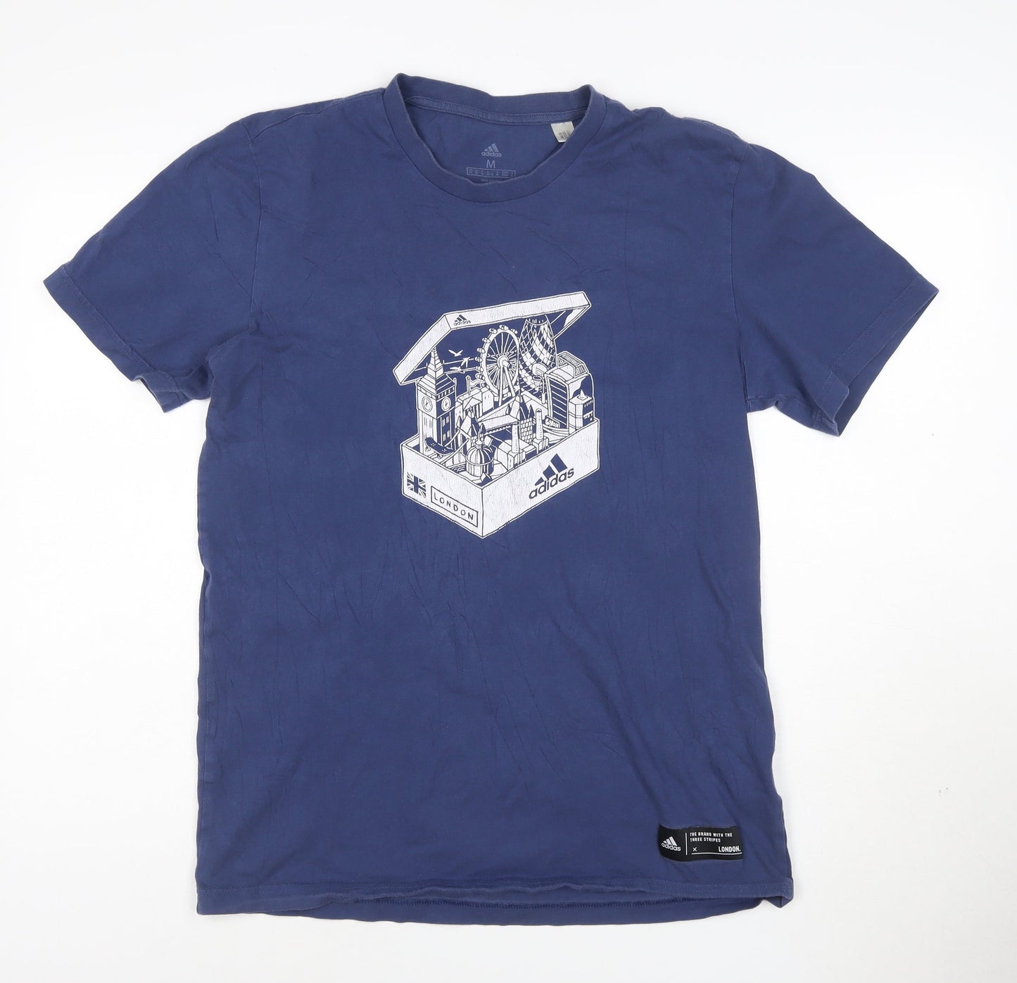 Adidas Men's Blue London Graphic Short Sleeve Cotton T-Shirt M