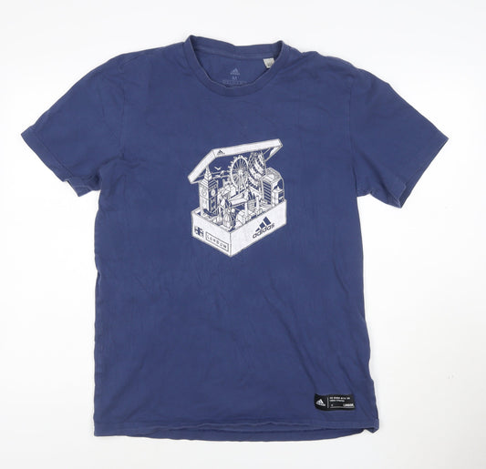 Adidas Men's Blue London Graphic Short Sleeve Cotton T-Shirt M