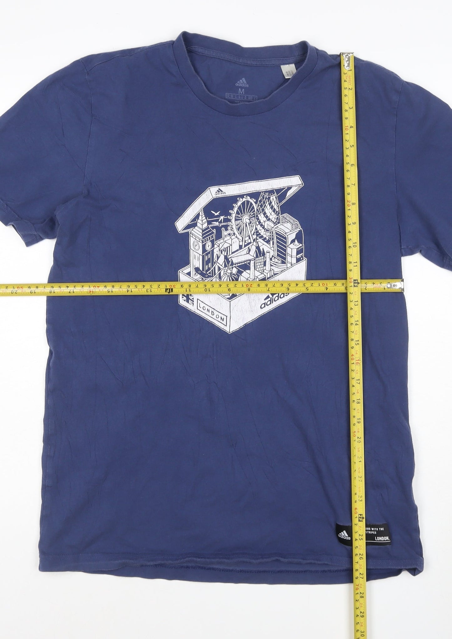 Adidas Men's Blue London Graphic Short Sleeve Cotton T-Shirt M