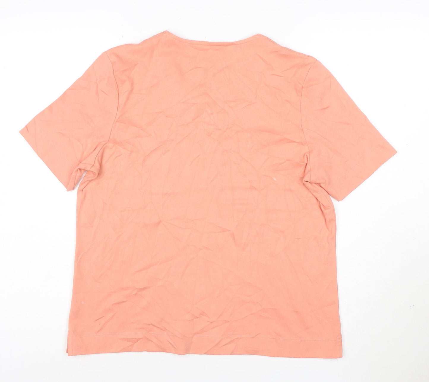 Nici Womens Pink Beaded V-Neck Short Sleeve T-Shirt M